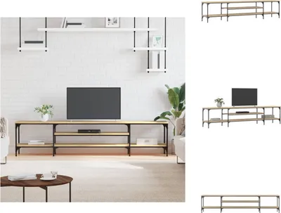 Image de vidaXL Armoire TV Chêne Sonoma 201x35x45 cm Bois composite & fer - Meuble TV