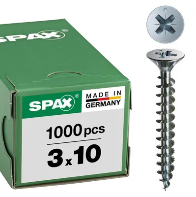 Universalschraube 3 x 10 mm, 1000 Stück, Senkkopf, Kreuzschlitz