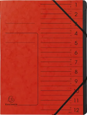 Image de Exacompta 541205E Classeur à levier - 12 compartiments, A4, carton Colorspan, rouge