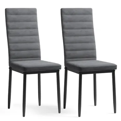 Produktbild von Bealife Esszimmerstühle 2er-Set – Ergonomische Rückenlehne, Samtbezug in Dunkelgrau | Modernes Design TB49