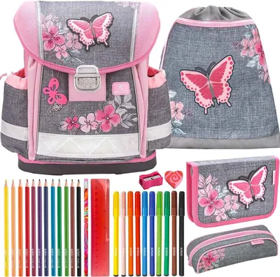 Produktbild von Belmil Schulranzen Set Classy Butterfly Elegant 10-teilig gefüllt