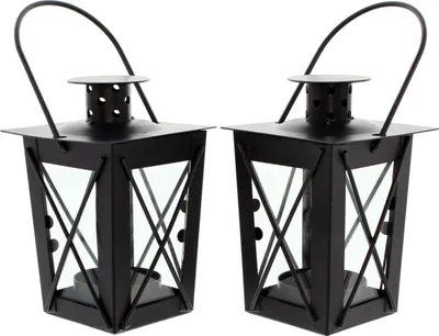 Produktbild von 2x Mini Laterne Metall + Glas schwarz – Teelichthalter