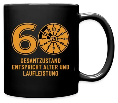 Produktbild von Spreadshirt 60. Geburtstag | Design Tasse Einfarbig, One size, Schwarz