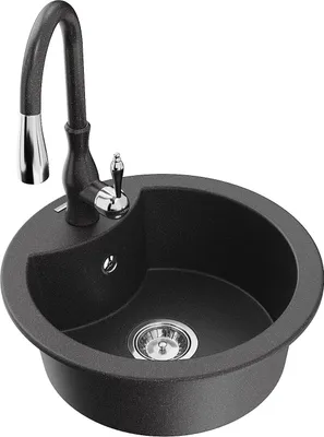 Produktbild von Mexen Diego 1-Becken-Granit-Spüle mit Mischbatterie Savita, Schwarz gesprenkelt - 6512-76-672601-76