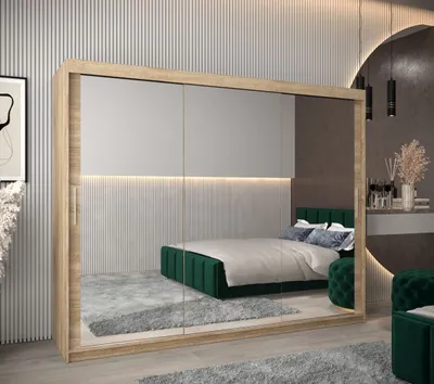 Produktbild von Schwebetürenschrank mit einer Breite von 250 cm TIMEA 3 – Eiche Sonoma