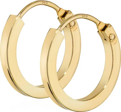 Produktbild von Paar 585 Gelb Gold Creole Ohrringe Ohrschmuck Flach Goldohrringe 14mm 1844
