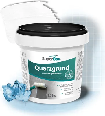 Produktbild von Superbau Quarzgrund Weiß 1,5 kg - Haftgrund Fliese auf Fliese mit Quarzsand - Quarzgrundierung auf Fliesen & Putz & Beton, Fliesengrundierung, Putzgrund