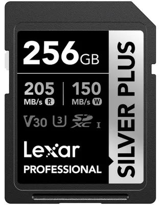 Produktbild von Lexar Professional SILVER PLUS, 256 GB, SDXC, Klasse 3, UHS-I, 205 MB/s, 150 MB/s
