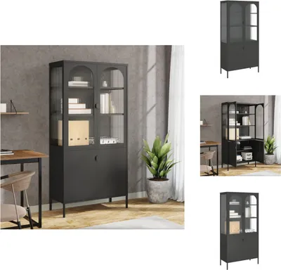 Image de vidaXL Highboard Noir 90x40x180 cm Verre et acier - Sideboards