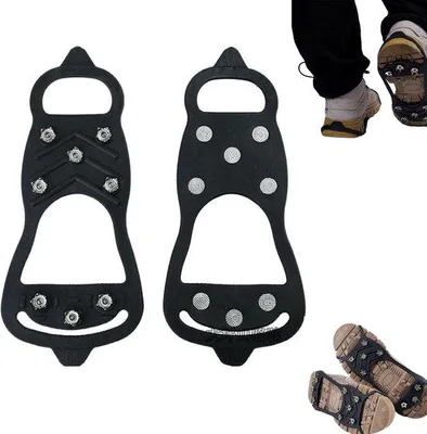 Zdjęcie produktu dla Buty górskie z kolcami, antypoślizgowe raki, czarne