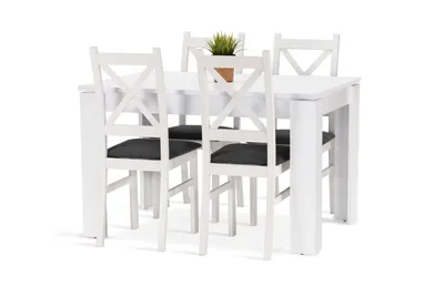 Obrázek produktu pro Jídelní sestava INTER stůl 120x80 + 4 židle bílá