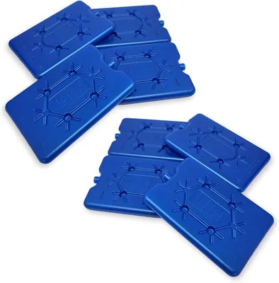 Produktbild von Kühlakkus 200 ml, 8er Set, flache wiederverwendbare Kühlelemente blau, für Camping