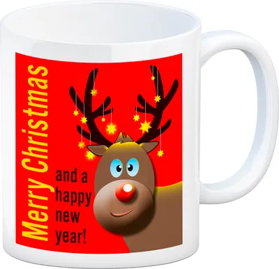 Produktbild von Rentier Motiv und Spruch Kaffeebecher in Rot zum Thema Weihnachten