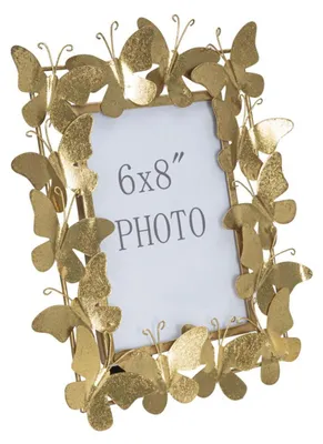 Image de Cadre photo Butterfly Glam en fer doré avec papillons 15x20