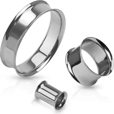 Produktbild von Flesh Tunnel Plug Edelstahl Ohr Piercing Ohrstecker Double Flared Hollow silber 10 mm