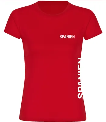 Produktbild von multifanshop Damen T-Shirt - Spanien - Brust & Seite, rot, Größe L