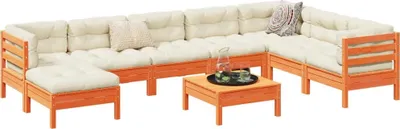 Produktbild von Möbel 9-tlg. Garten-Sofagarnitur mit Kissen Wachsbraun Kiefernholz - Gartenmöbelset 3299589