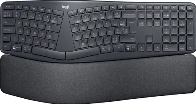 Obrázok produktu pre Logitech ERGO K860, Plná veľkosť (100 %), Bezdrôtový, RF Wireless + Bluetooth, Polomechanický spínač, AZERTY, Grafit
