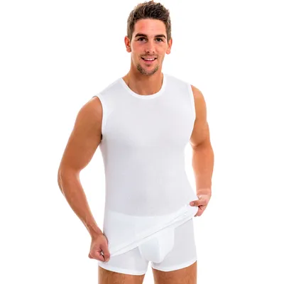 Herren Muskelshirt mit Rundhals-Ausschnitt weiß