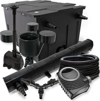 Obrázek produktu pro SunSun kompletní sada: CBF-550 jezírkový filtr do 60000L, NEO10000 jezírkové čerpadlo 10000l/h 80W, CUV-272 jezírkový odkalovač 72W, 25m jezírková hadice 25mm, CSP-250 skimmer 2500l/h, HJ-943 fontána 800l/h, Y rozdělovač