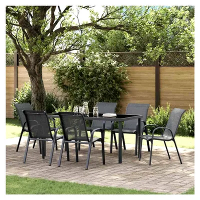 Produktbild von Gartenstühle 6er Set, Stahlrahmen, Textilene, Grau, 55x65x89 cm, stapelbar, wasserdicht