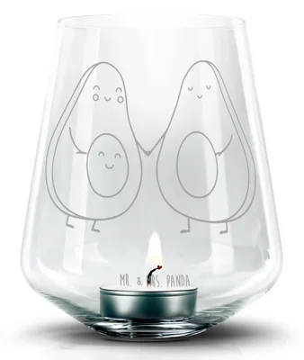 Produktbild von Mr. & Mrs. Panda Glas Windlicht Avocado Pärchen - Transparent - Geschenk, Kerzenhalter, Schwangerschaft, Kinder, Laterne, Familie, Teelichthalter, Liebe