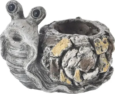 Zdjęcie produktu dla INDECOR Ebi Doniczka ślimak 30 x 23 x 23 cm, ceramika, wzór kamienia X14121