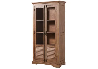 Image de MASSIVMOEBEL24 | Vitrine TOULOUSE #01 Bois de Manguier Huilé Beige - 97x45x190