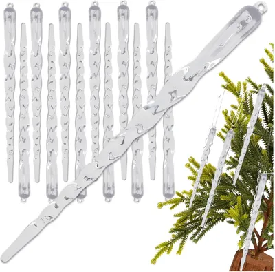 Produktbild von EDIBAZZAR | Eiszapfen-Weihnachtsbaumschmuck, 12 Stück, 15 cm