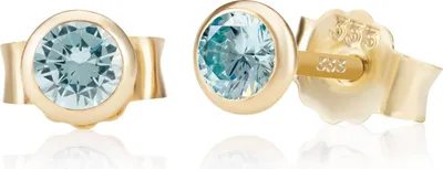 Produktbild von Paar 4,0mm 333 Gelb Gold 8 K Ohrstecker Zirkon Aquamarin Butterfly Verschluss