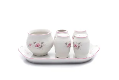 Obrázok produktu pre Thun 1794 Súprava na dochucovanie, český porcelán, Bernadotte, ružový, ružový pruh, Thun, 6 d.