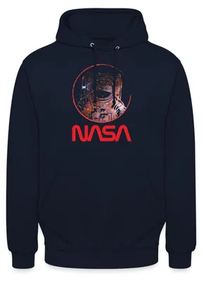 Produktbild von Spreadshirt NASA Logo Und Astronaut Im Galaxie-Design Uni Hoodie, XL, Navy
