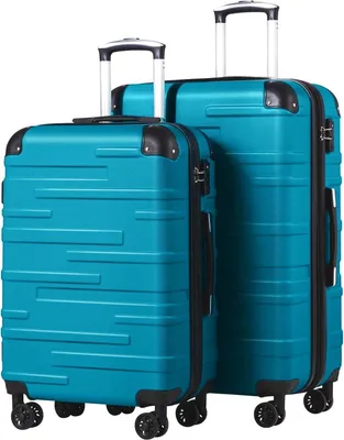 Image de COOLIFE Valise rigide Set 2 pièces M+L Vert turquoise ABS Serrure TSA