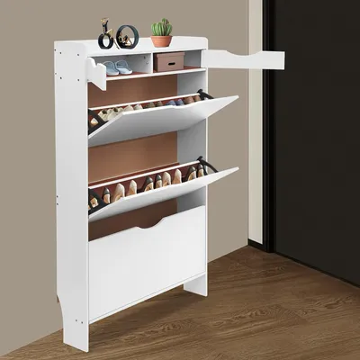 Obrázok produktu pre Skriňa na topánky - Skriňa na uskladnenie topánok - Stojan na topánky - Nábytok na topánky - Úložný priestor na topánky - Biela