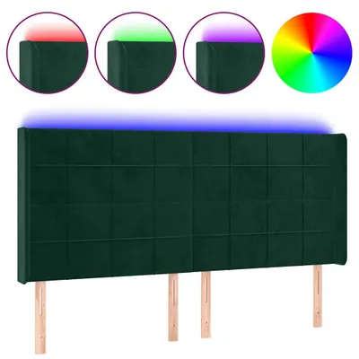 Produktbild von vidaXL LED Kopfteil Dunkelgrün 163x16x118/128 cm Samt