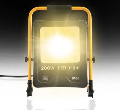 Produktbild von LARS360 LED Baustrahler 200W Warmweiß inkl. Standgestell und Netzkabel - LED Fluter Arbeitsscheinwerfer Wasserdicht IP66 für Innen-und Außenbereich - Garage, Garten, Sportplatz, Baustelle