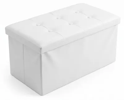 Produktbild von Hocker mit Stauraum, rechteckig, aus Kunstleder, klappbar, 80 × 40 × 40 cm