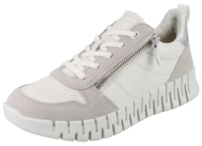 Produktbild von ECCO Gruuv W Side Zip Lace Damen Sneaker weiß hellgrau Leder - Größe: 37