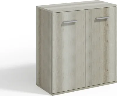 Produktbild von Masseno Kommode GIACOMO IV 75 cm Sideboard mit 2 Türen für Wohnzimmer Schlafzimmer Modern 75x33x85 cm Hellgrau / Hellgrau