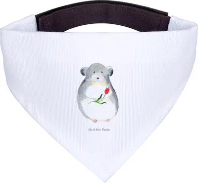 Produktbild von Mr. & Mrs. Panda Hundehalstuch Chinchilla Blume - Weiß - Geschenk, Halstuch Hund, Liebeskummer, Chinchillas, Chaos, Kummer, Büro, Hunde, Lustige Sprüche, Für, Tuch