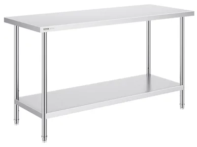 Obrázok produktu pre Pracovný stôl z nehrdzavejúcej oceli – pracovná doska, kuchynská doska, stolík – pracovná plocha – 152x61x86 cm