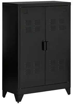 Produktbild von Metallschrank - Aufbewahrungsschrank - Archivschrank - Büroschrank - Bücherregal - Schwarzes Metall
