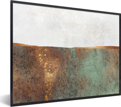 Produktbild von MuchoWow® Gerahmtes Poster Abstrakt - Luxus - Gold 80x60 cm - Poster mit Schwarzem Bilderrahmen Wandposter Rahmen Foto Bilder - Schwarzem - Mit Gestell