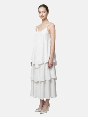 Produktbild von Fließendes Damenkleid in mit gestuften Röcken Viskose Polyester Beige UNICA VS 128-Beige