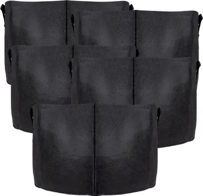 Produktbild von Intirilife 5x Vlies Pflanzsack in 56 Liter - 15 Gallon - 50 x 30 cm – Pflanzen Übertopf aus Vliesstoff mit Tragegriffen für Garten, Gewächshaus uvm. – Pflanzkübel Pflanzgefäß Pflanzbeutel