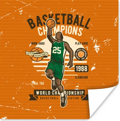 Produktbild von MuchoWow® Poster Mancave - Basketball - Männer - Vintage 75x75 cm - Wand Dekoration