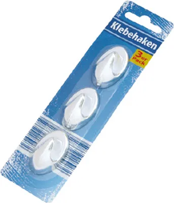 Produktbild von Glänzende Klebehaken Chrom 3er Pack für Badezimmer & Küche – Ohne Bohren, Starker Halt