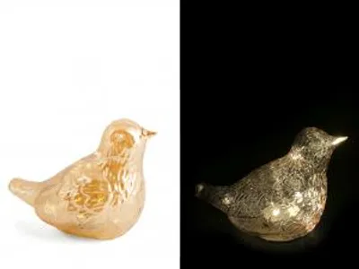 Immagine prodotto di H&H Uccello In Vetro Colre Oro Con Led Cm 11