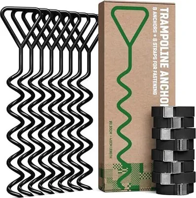 Produktbild von GardenGloss Bodenanker Trampolin Set (8 Stück) – 40cm Robuste Erdanker für Trampolin – Schraubanker zum Eindrehen zur sicheren Befestigung im Boden