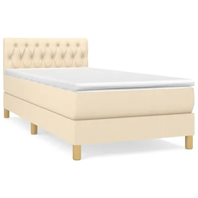 Produktbild von Boxspringbett mit Matratze Creme 90x200 cm Stoff
